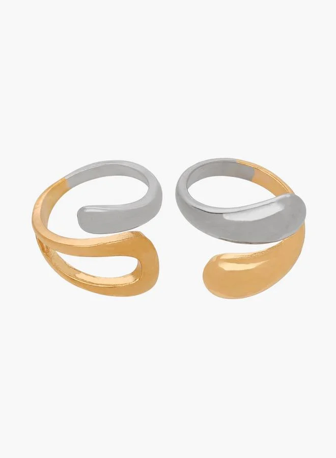 Flora Bella By Shoexpress Metallic Ring - Set Of 2